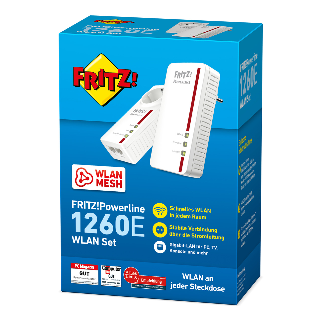 Scatola blu, extender WLAN, funzionalità e dettagli del prodotto.