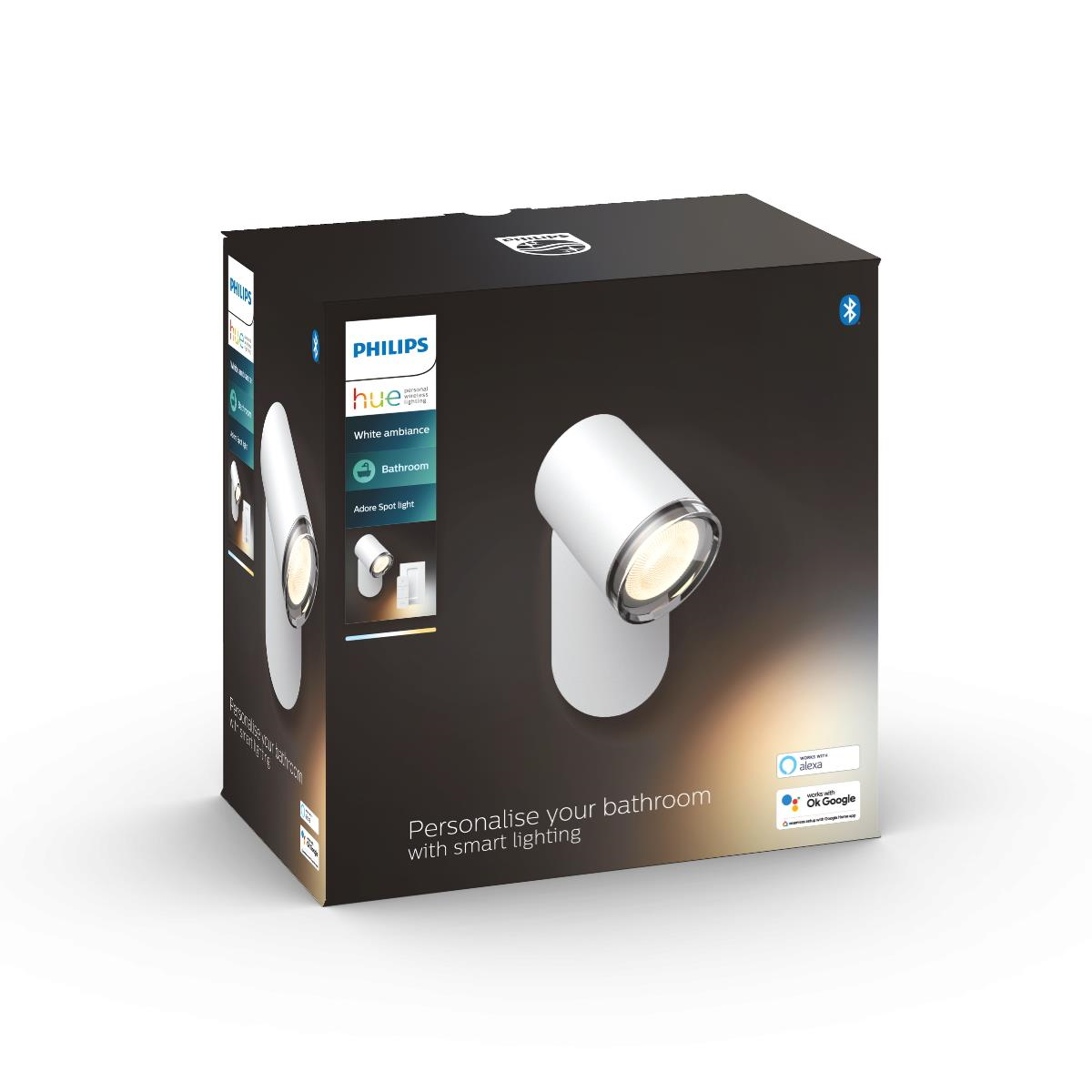 PHILIPS 929003056101 HUE WH FLG. DIM ADORE SPOT WA Warmweiß 1 Bad-Beleuchtung