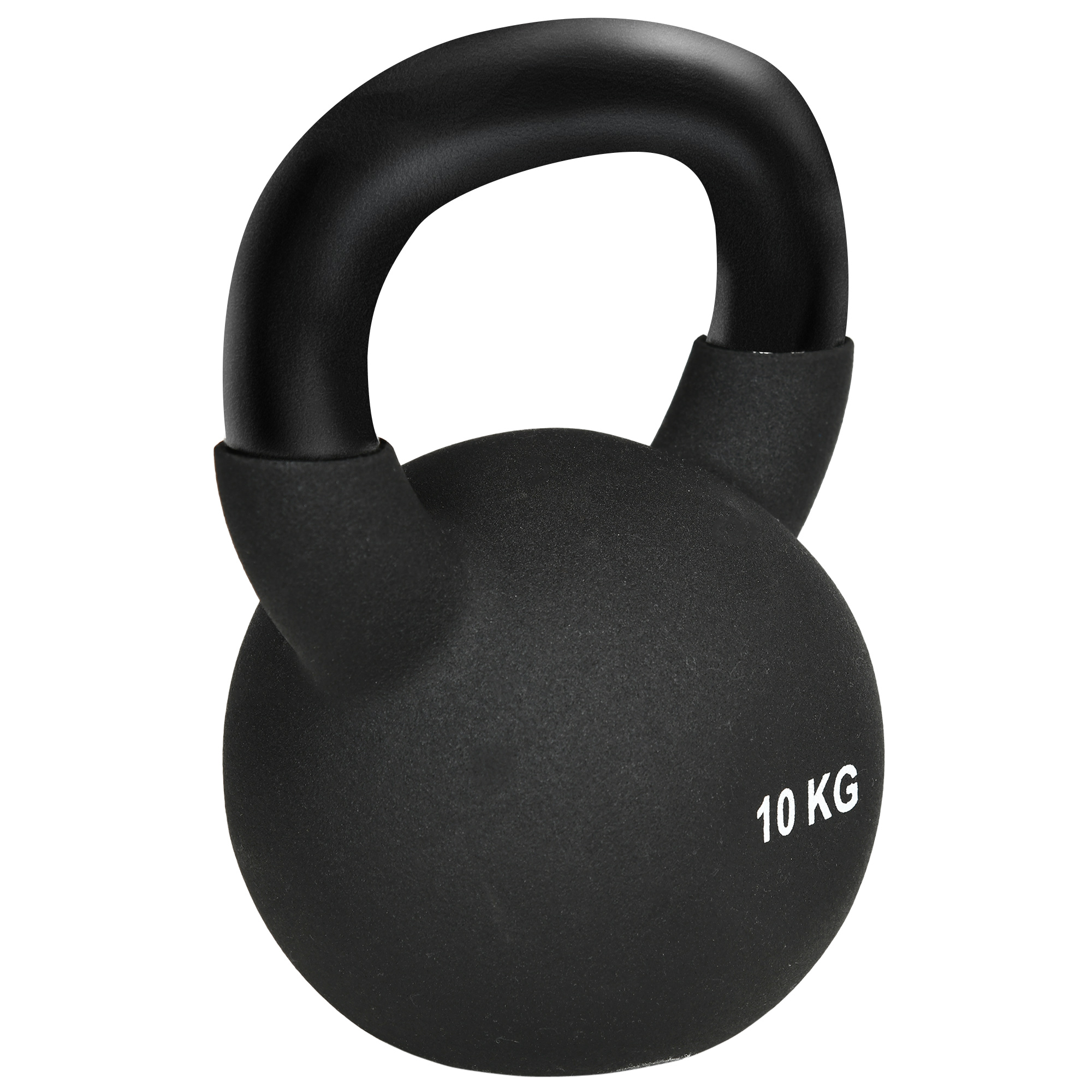 Eine schwarze Kettlebell mit der Aufschrift 10 KG.