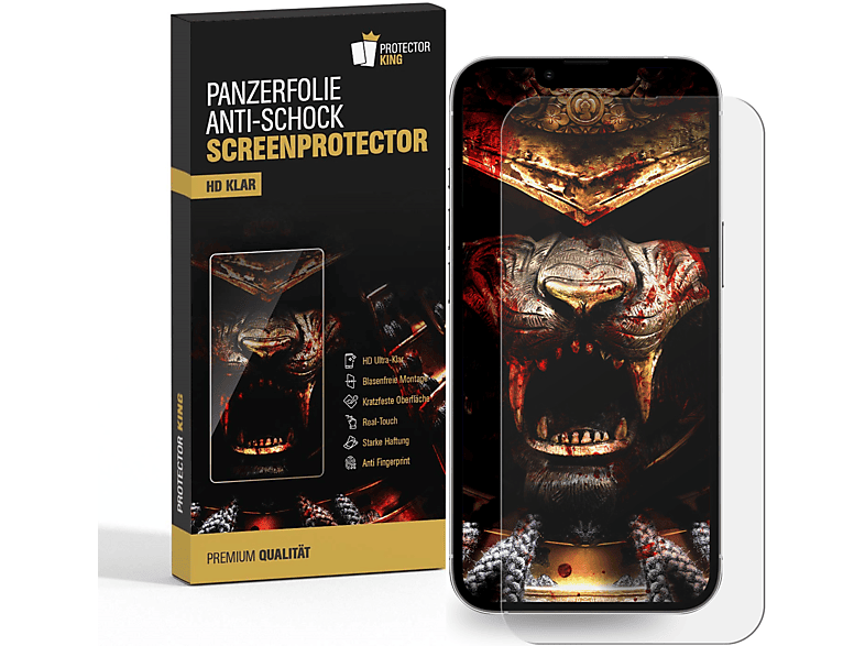 PROTECTORKING 3x Panzerfolie NANO ANTI-SHOCK HD KLAR Displayschutzfolie(für Apple iPhone 14 Pro)