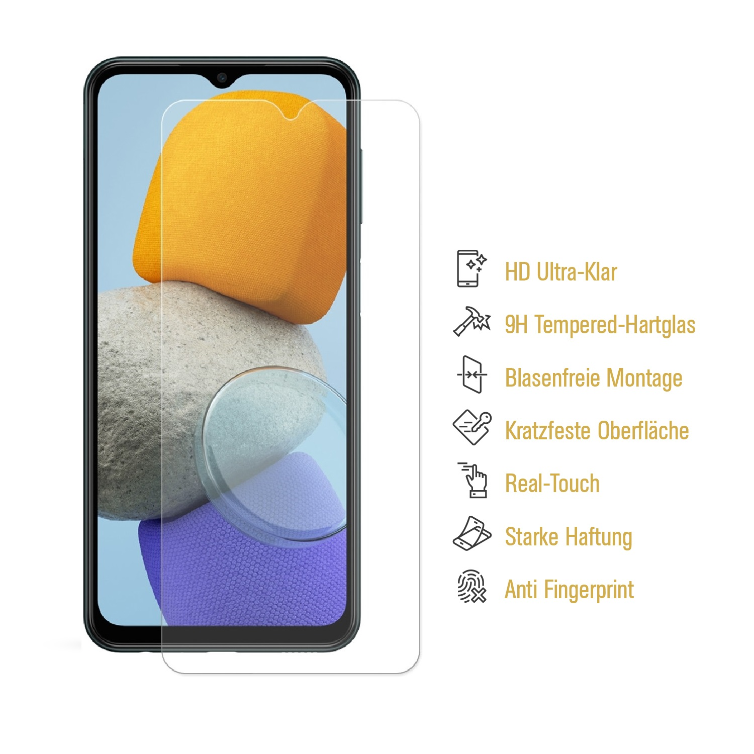 Samsung Displayschutzfolie(für Schutzglas HD 9H 6x M22) Galaxy Hartglas KLAR PROTECTORKING