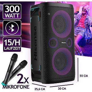 Altavoz inalámbrico - HISENSE Party Rocker One Plus, 300 W, Bluetooth, 2500 mAh, Negro