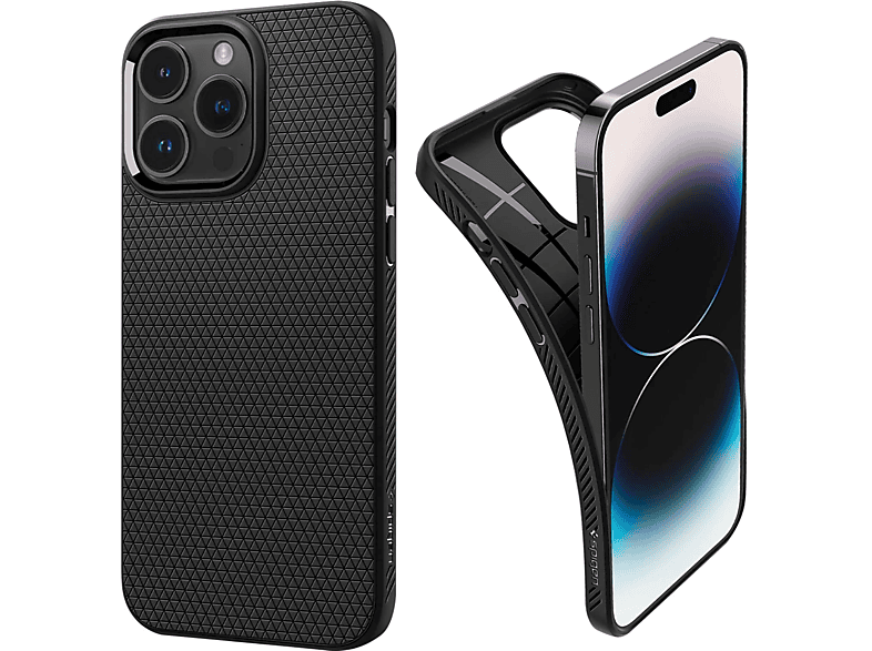 SPIGEN Liquid Air Series, Backcover, Apple, iPhone 14 Pro Max, Schwarz