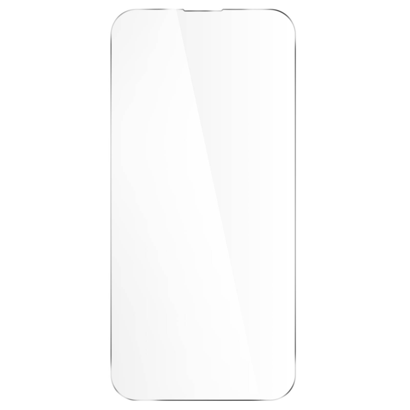 Protecteur d'écran transparent pour smartphone. Rectangulaire et transparent, sur fond blanc.