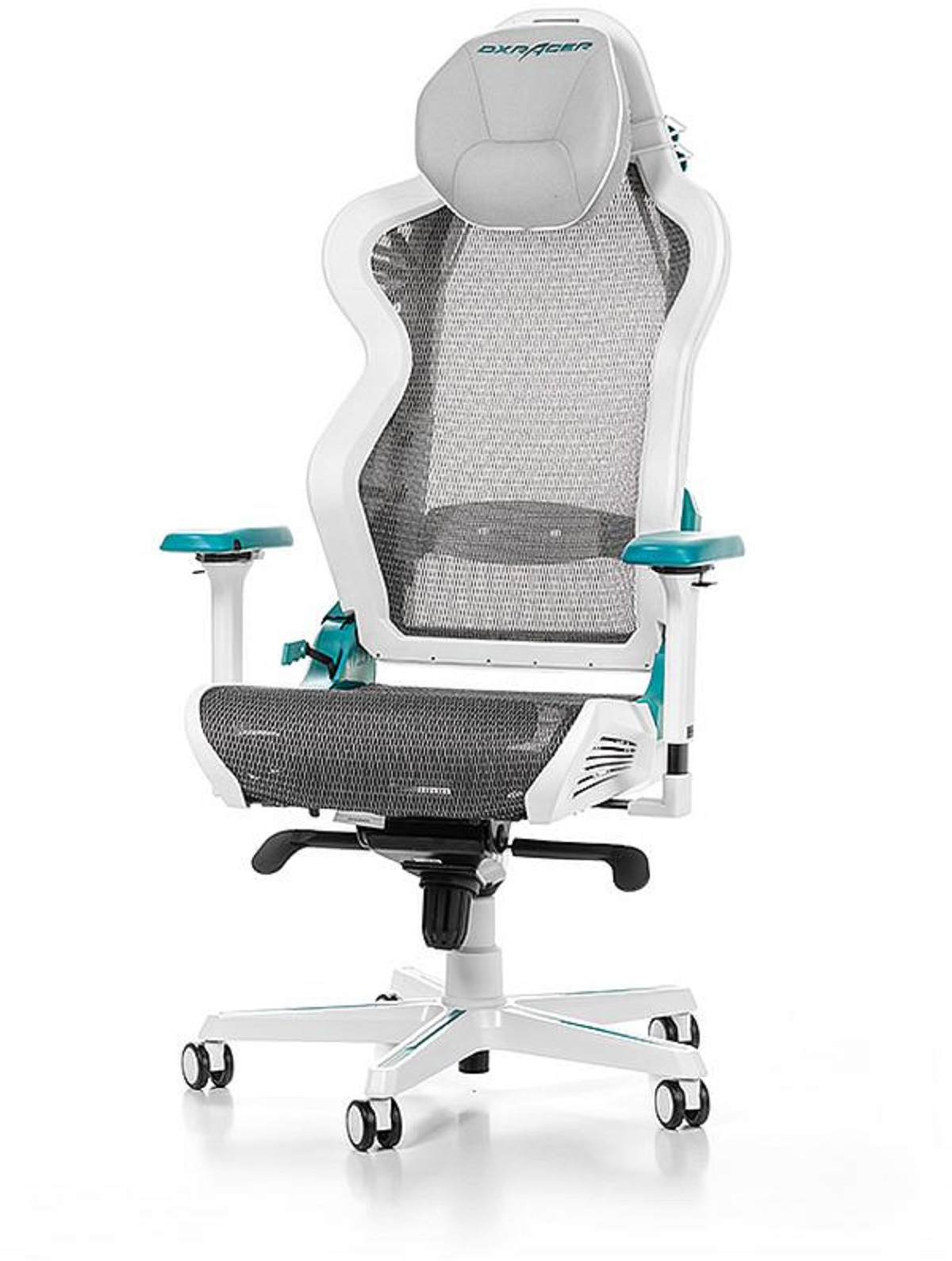 DXRACER Stuhl, R1S weiß/cyan/grau Air Gaming
