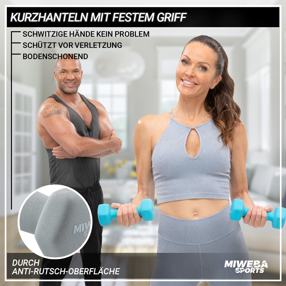 MIWEBA SPORTS Gymnastikhanteln 2er Königsblau Kurzhantel, NKH100 Set