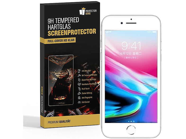 PROTECTORKING 6x FULL COVER 9H Hartglas Schutzglas HD KLAR Displayschutzfolie(für Apple iPhone 7)
