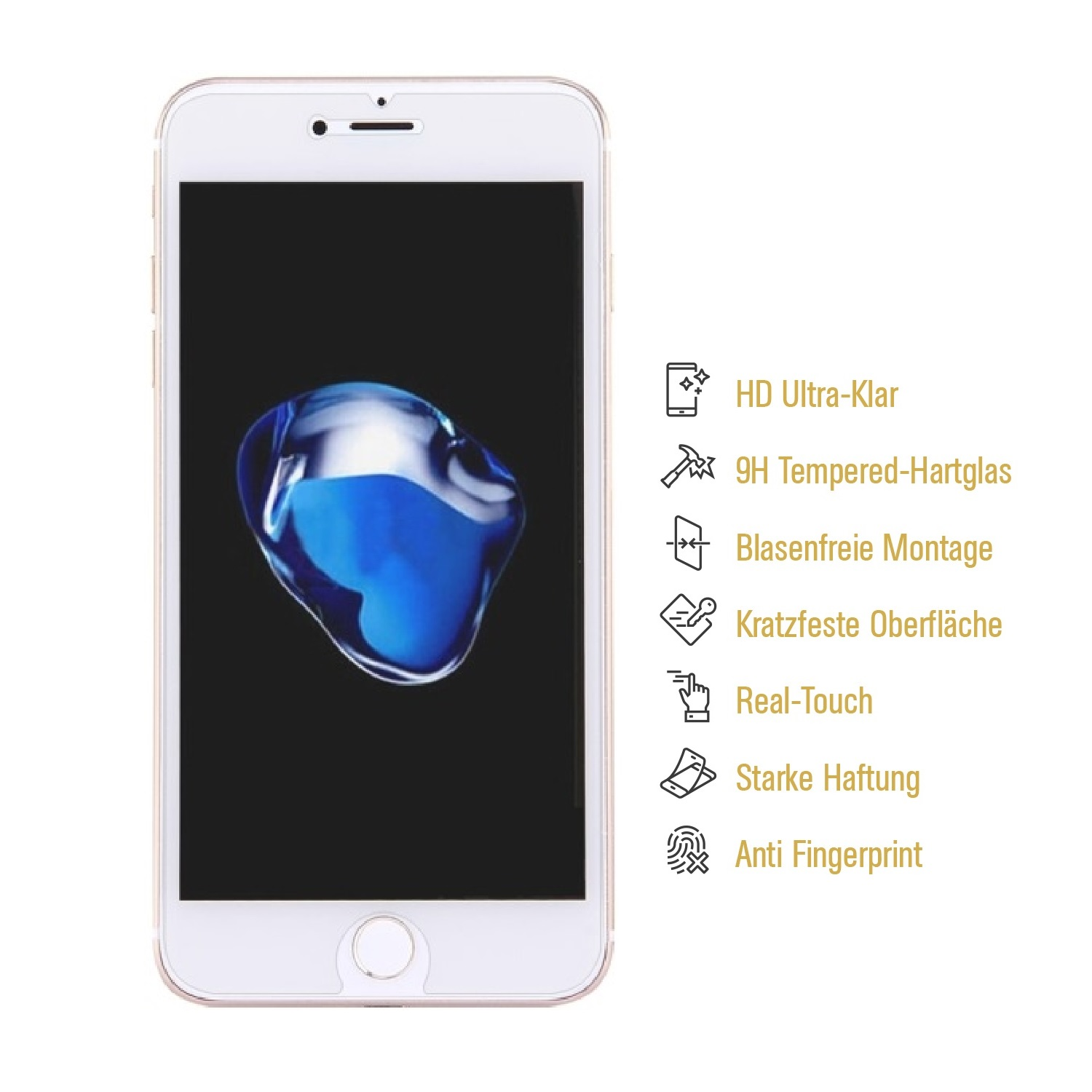 Displayschutzfolie(für HD Hartglas iPhone 9H KLAR PROTECTORKING Schutzglas 2x Apple 8)