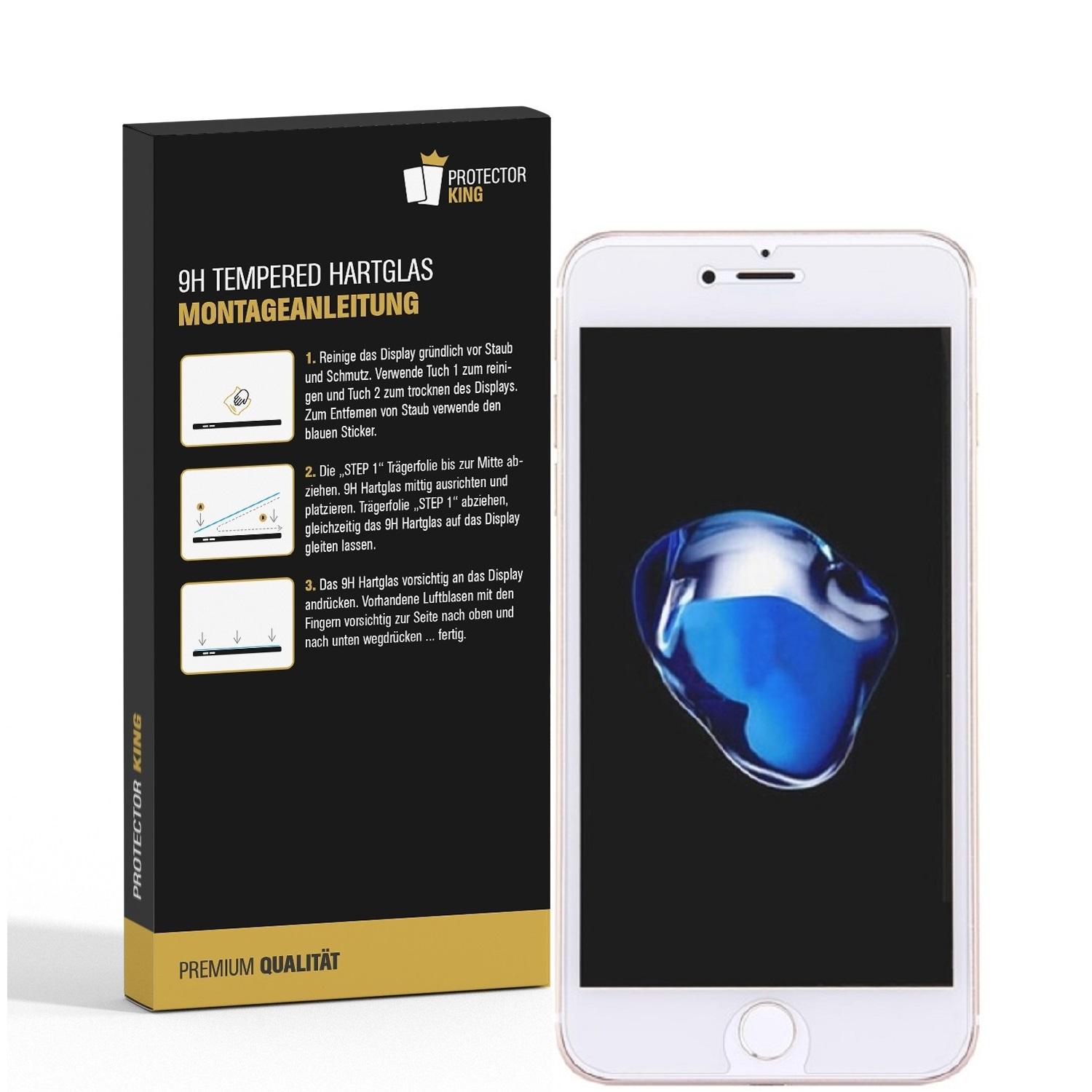 PROTECTORKING 2x 9H Hartglas HD KLAR iPhone Apple 8) Schutzglas Displayschutzfolie(für