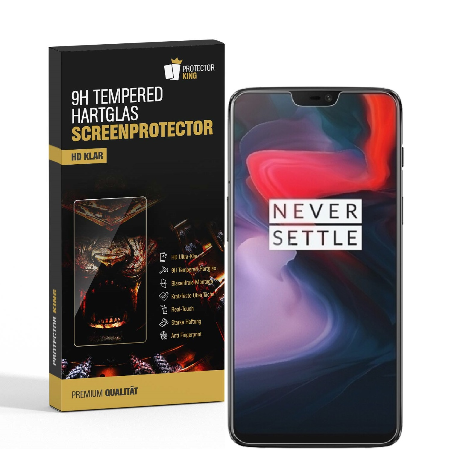 PROTECTORKING Displayschutzfolie(für Schutzglas Hartglas KLAR 4x 6) 9H OnePlus HD