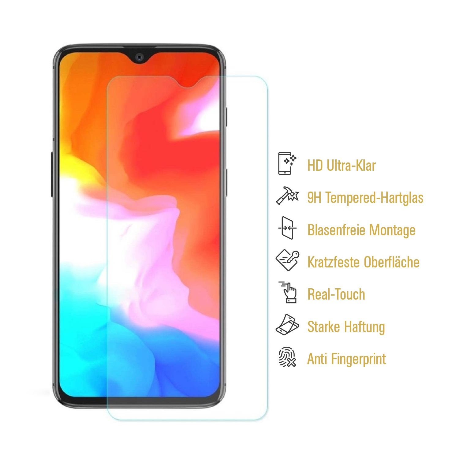 PROTECTORKING 6x 9H Hartglas Schutzglas Displayschutzfolie(für 6T) OnePlus KLAR HD