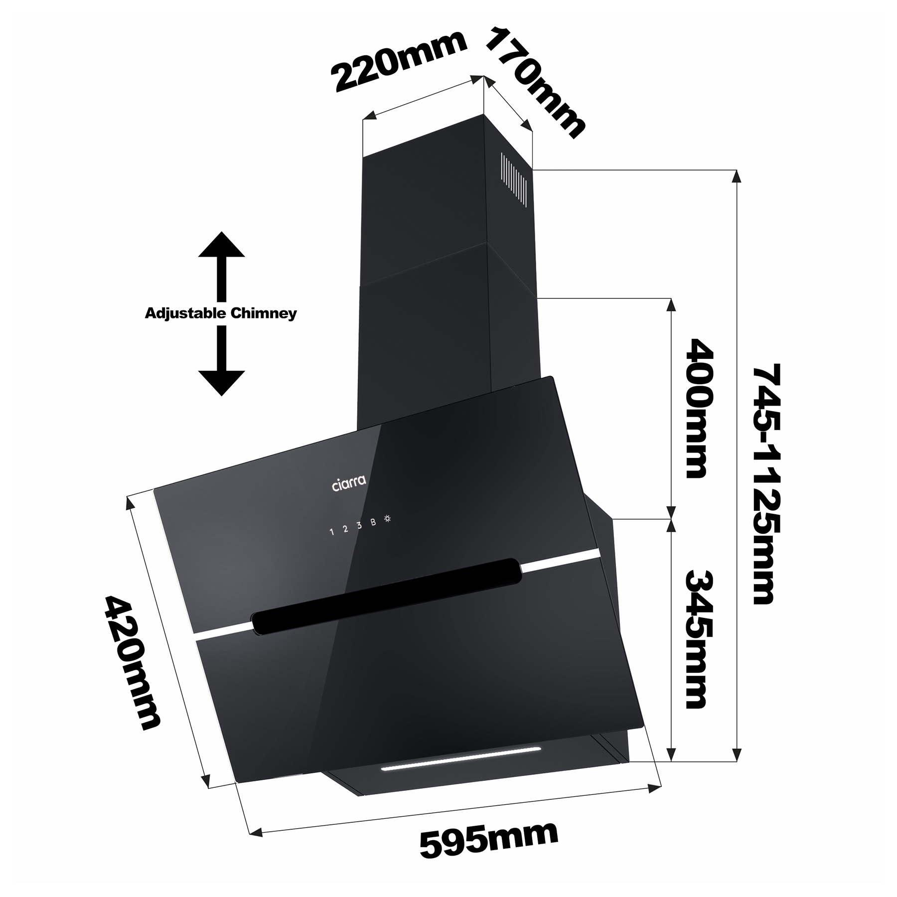 CIARRA VM6736FB, Dunstabzugshaube (595 mm breit, 400 mm tief)