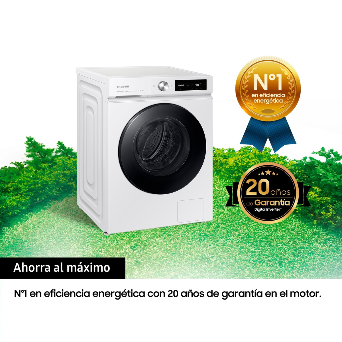 Lavadora carga frontal - SAMSUNG WW11BB744DGWS3, 11,0 kg, 15 programas, Blanco