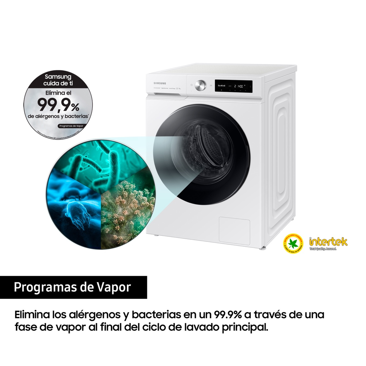 Lavadora carga frontal - SAMSUNG WW11BB744DGWS3, 11,0 kg, 15 programas, Blanco