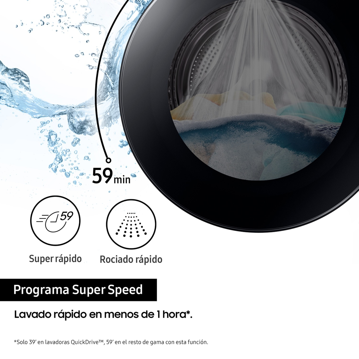 Lavadora carga frontal - SAMSUNG WW11BB744DGWS3, 11,0 kg, 15 programas, Blanco