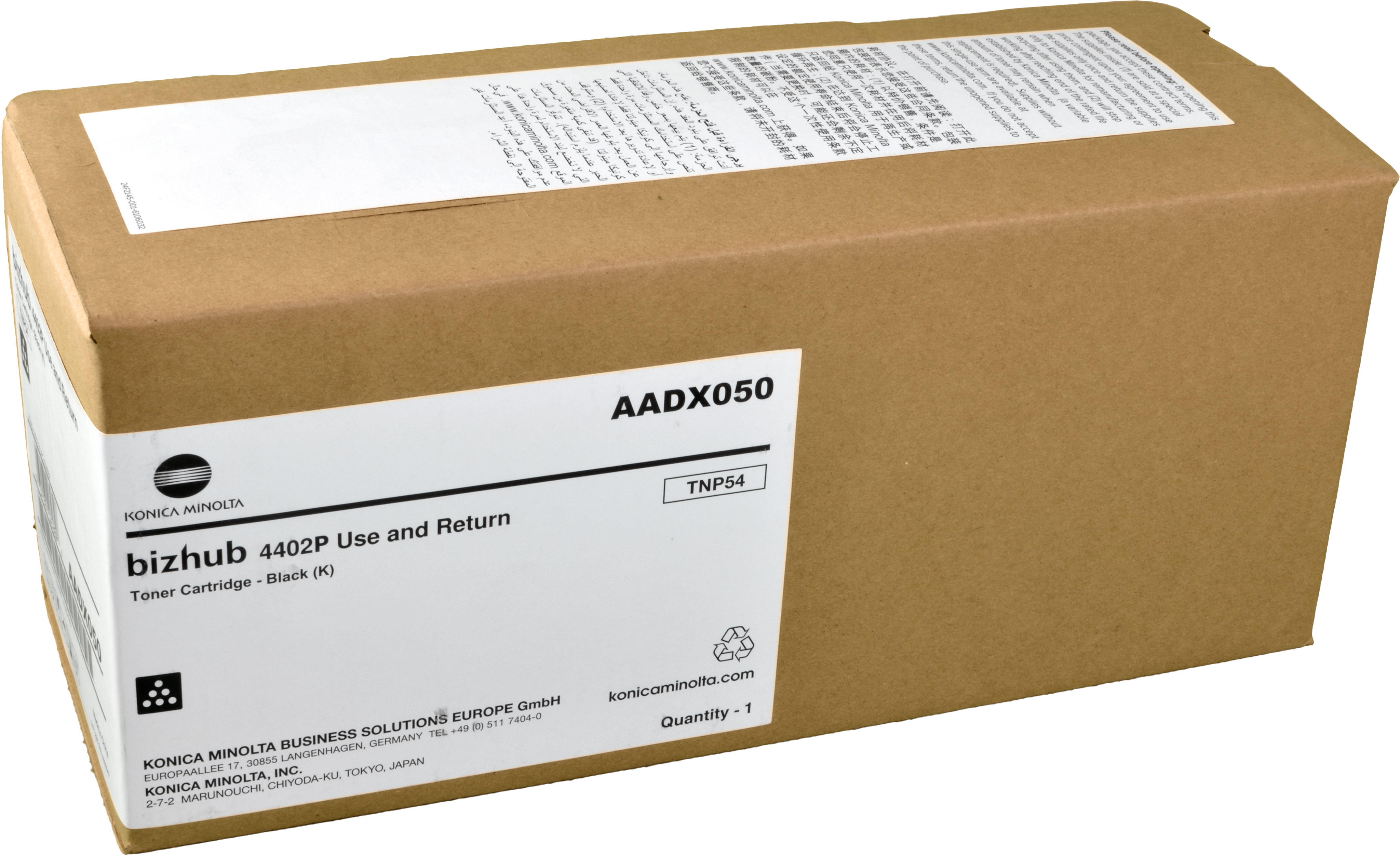 Scatola di cartone della cartuccia toner Konica Minolta bizhub 4402P.