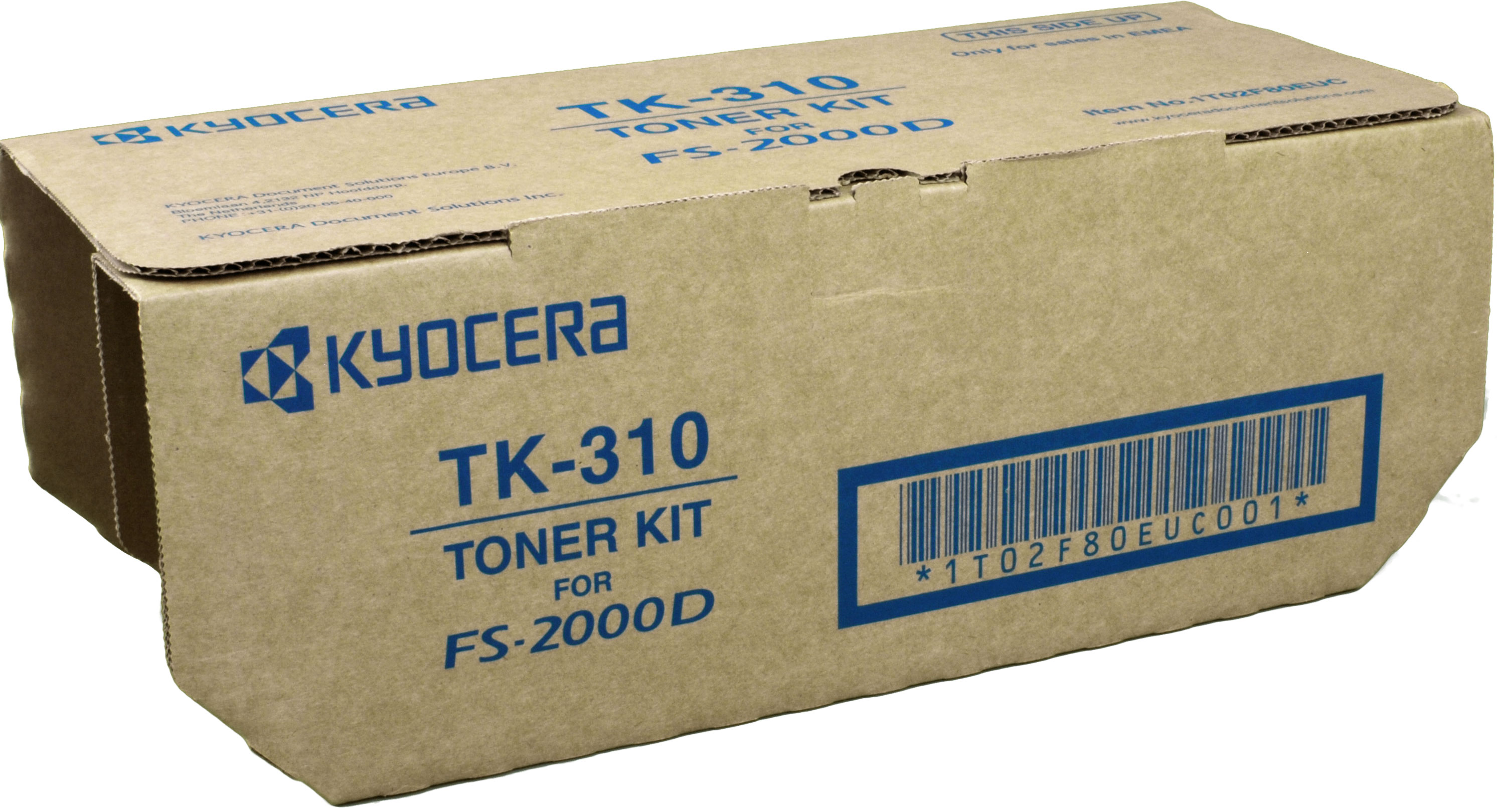 Una scatola di cartone di un kit toner con testo.