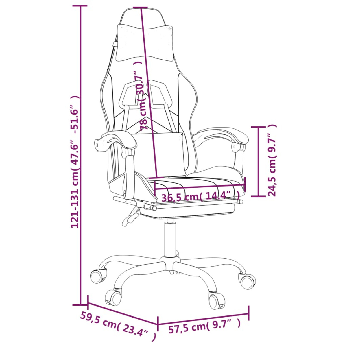 VIDAXL Schwarz 349606 Gaming Stuhl,