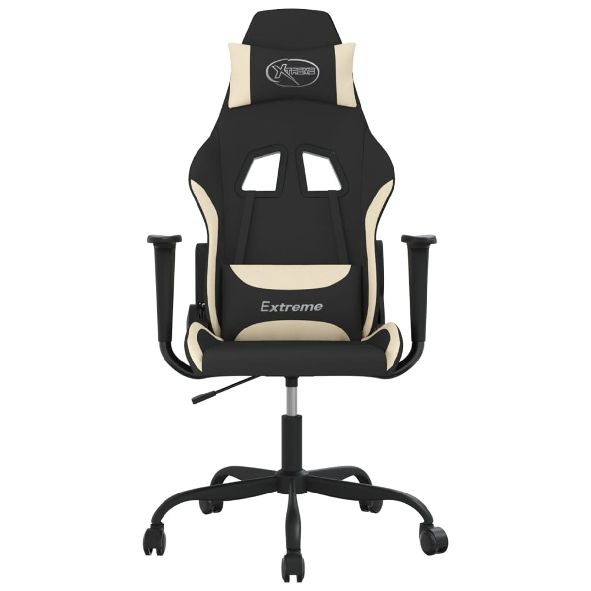 Gaming-Stuhl mit Schwarz-, Beige- und Grautönen, mit dem Wort 'Extreme'.