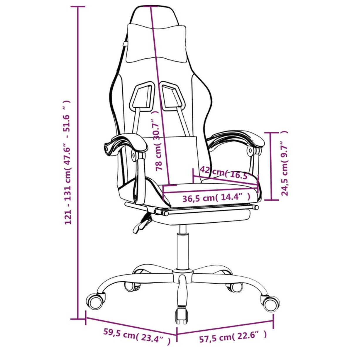 349557 Schwarz VIDAXL Gaming Stuhl,