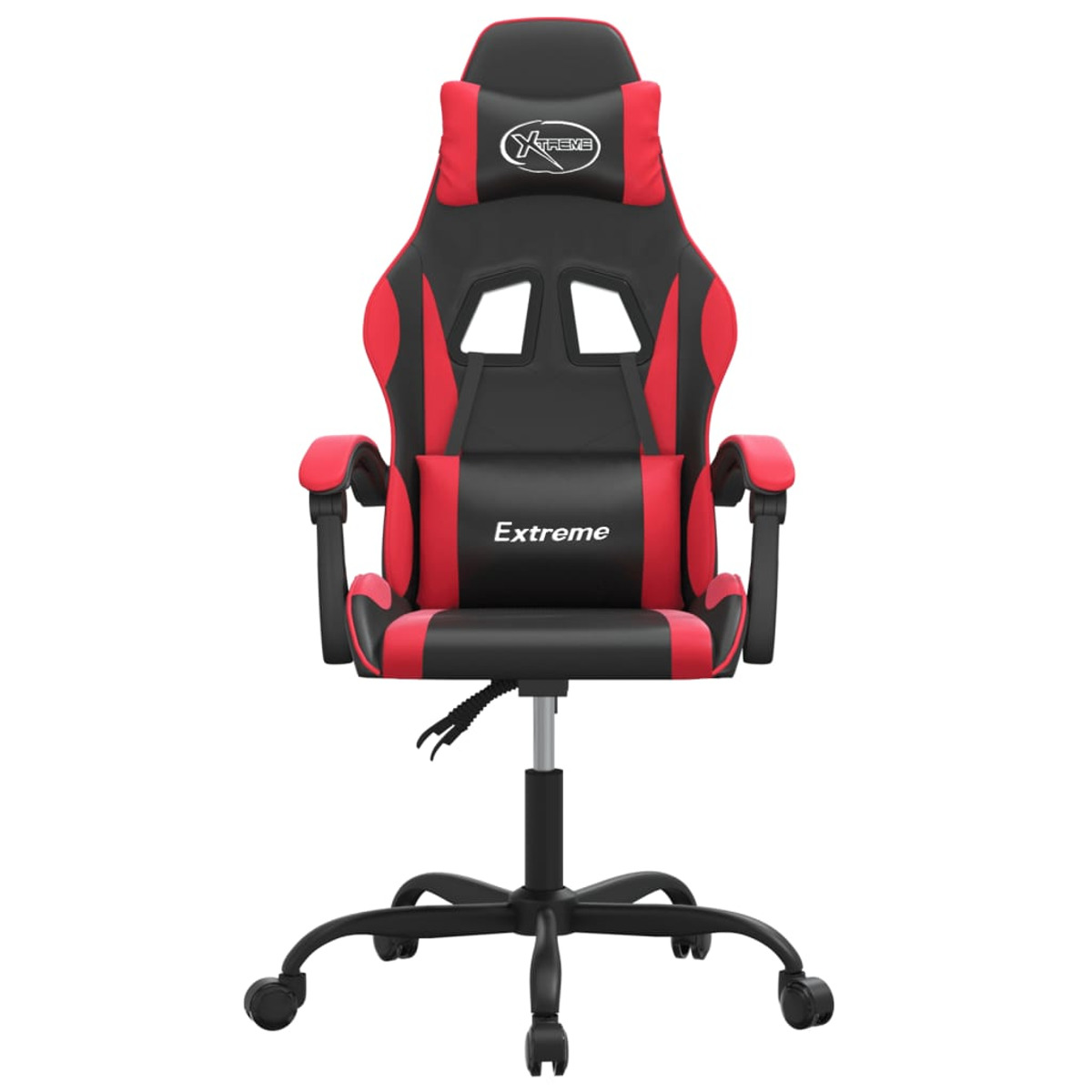 Gaming-Stuhl, Seitenansicht, schwarz und weiß mit Fußstütze, auf weißem Hintergrund.