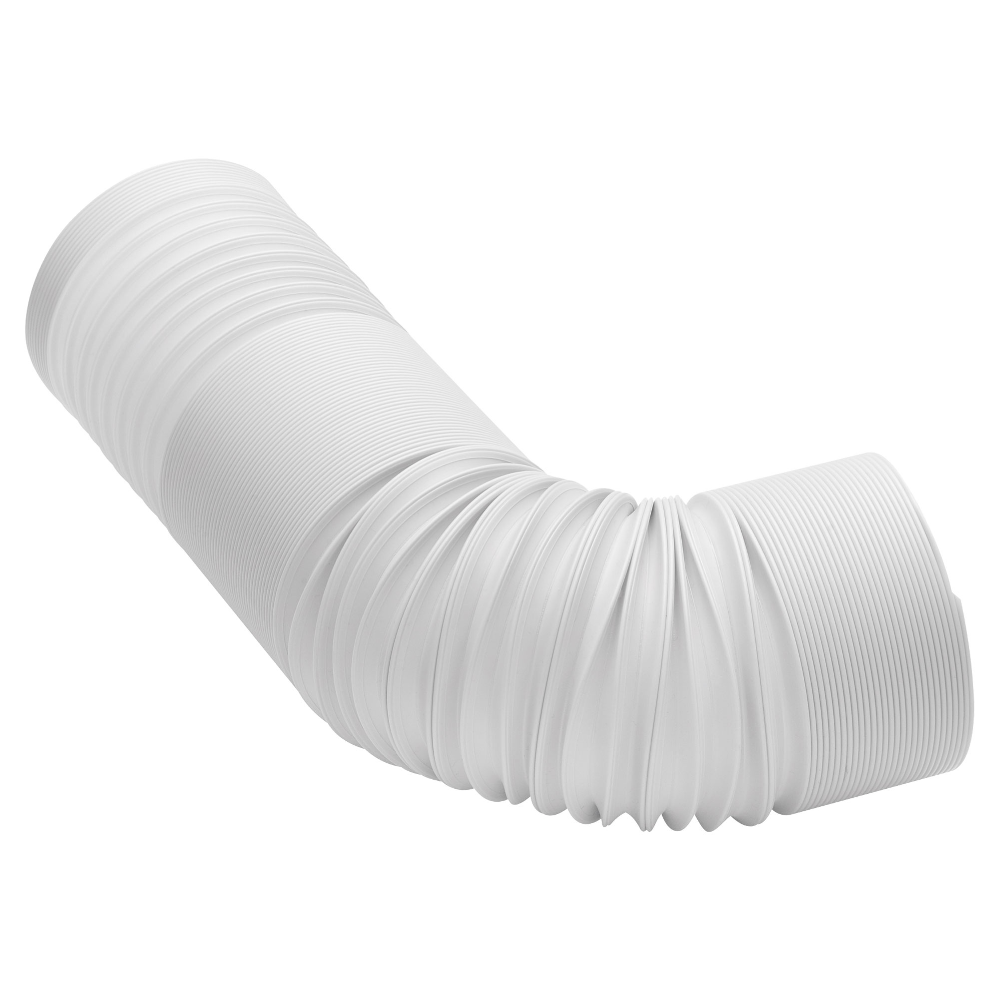 Biała elastyczna rura. Karbowana powierzchnia, zgina się pod kątem.