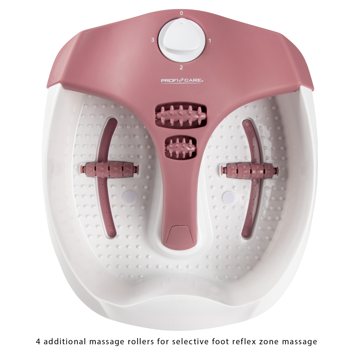 Spa do stóp z różnymi kontrolkami i rolkami w środku.