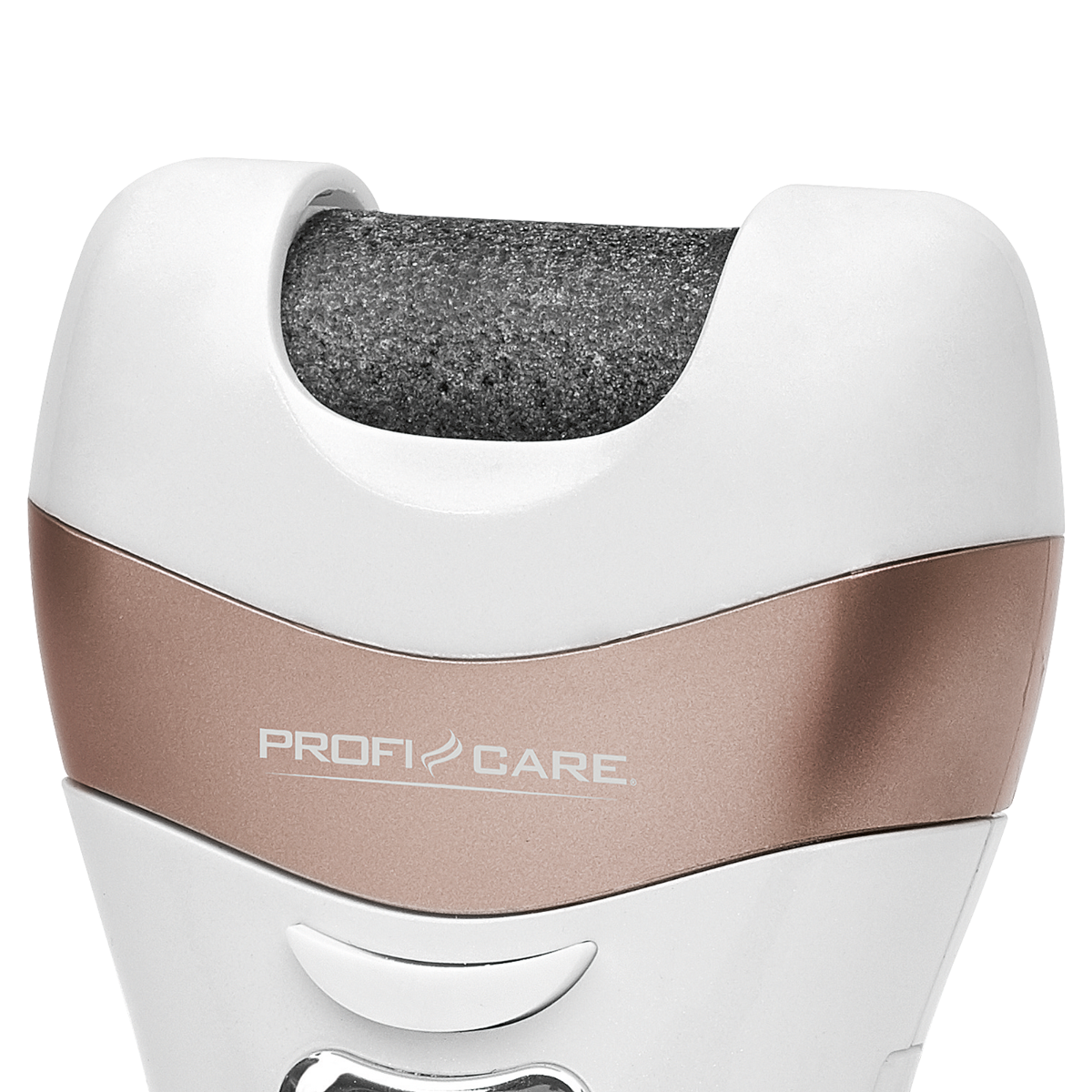 Zbliżenie białego i różowo-złotego urządzenia do pielęgnacji stóp. Widoczne logo PROFICARE.