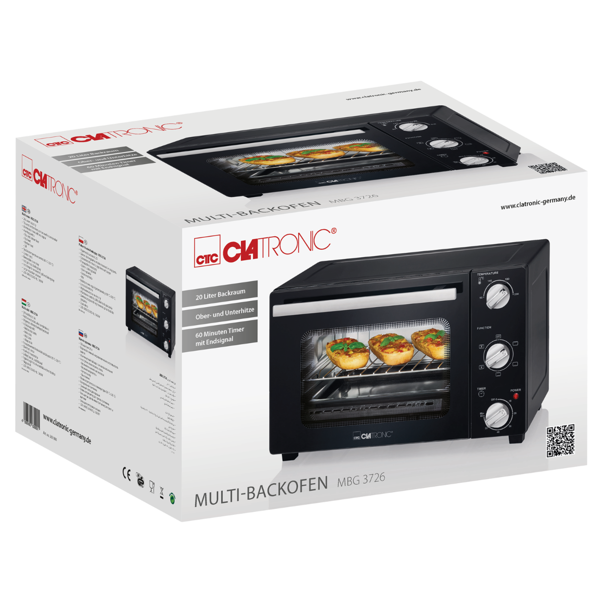 Czarny i srebrny piekarnik w pudełku. Pudełko ma na sobie zdjęcie piekarnika.