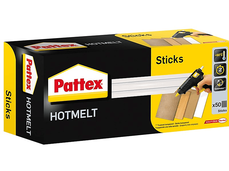 transparent Klebepistolen Sticks Zubehör, Hotmelt PATTEX 50x &