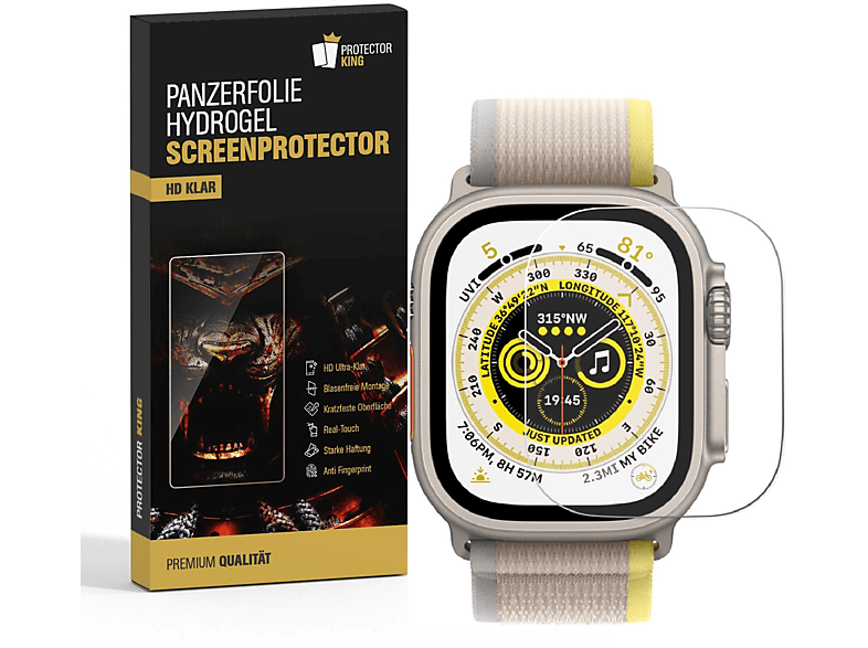 PROTECTORKING 2x KLAR Displayschutzfolie(für Watch ANTI-SHOCK Panzerfolie Apple 49mm) Ultra HD HYDROGEL