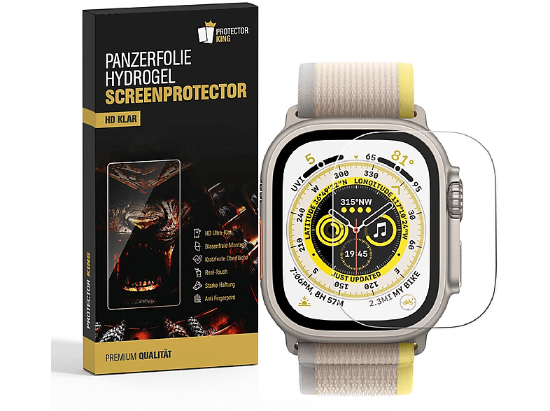 HYDROGEL PROTECTORKING 4x Displayschutzfolie(für Panzerfolie HD ANTI-SHOCK 49mm) Ultra Apple Watch KLAR