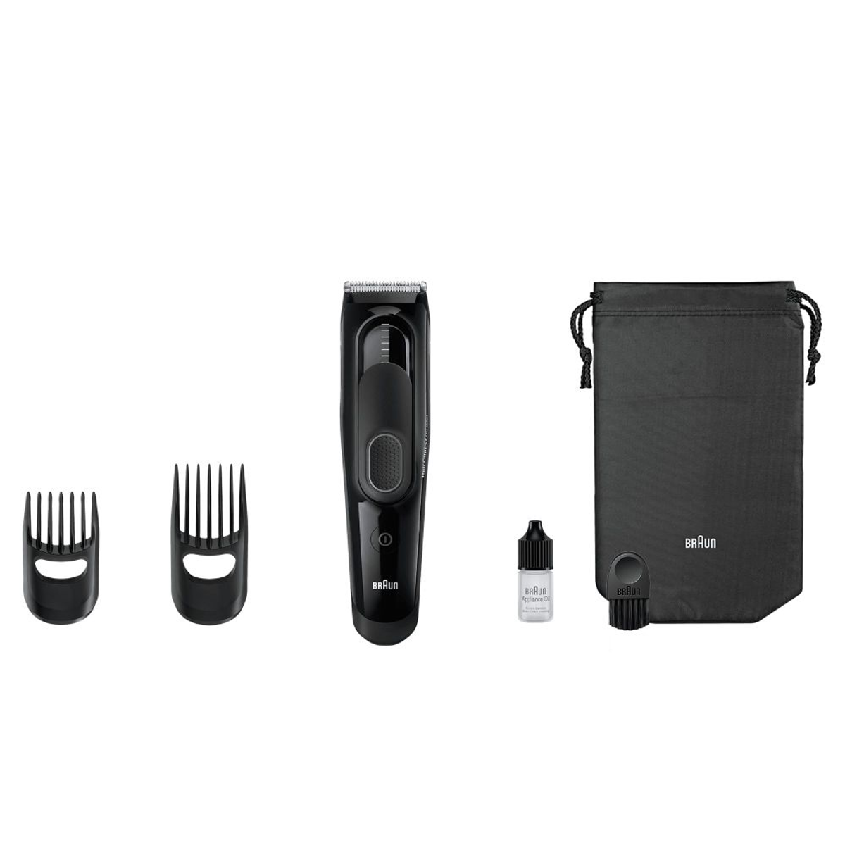 Cortapelos - HC5050 BRAUN, 2 peines (3-24 y 14-35 mm) niveles, Negro