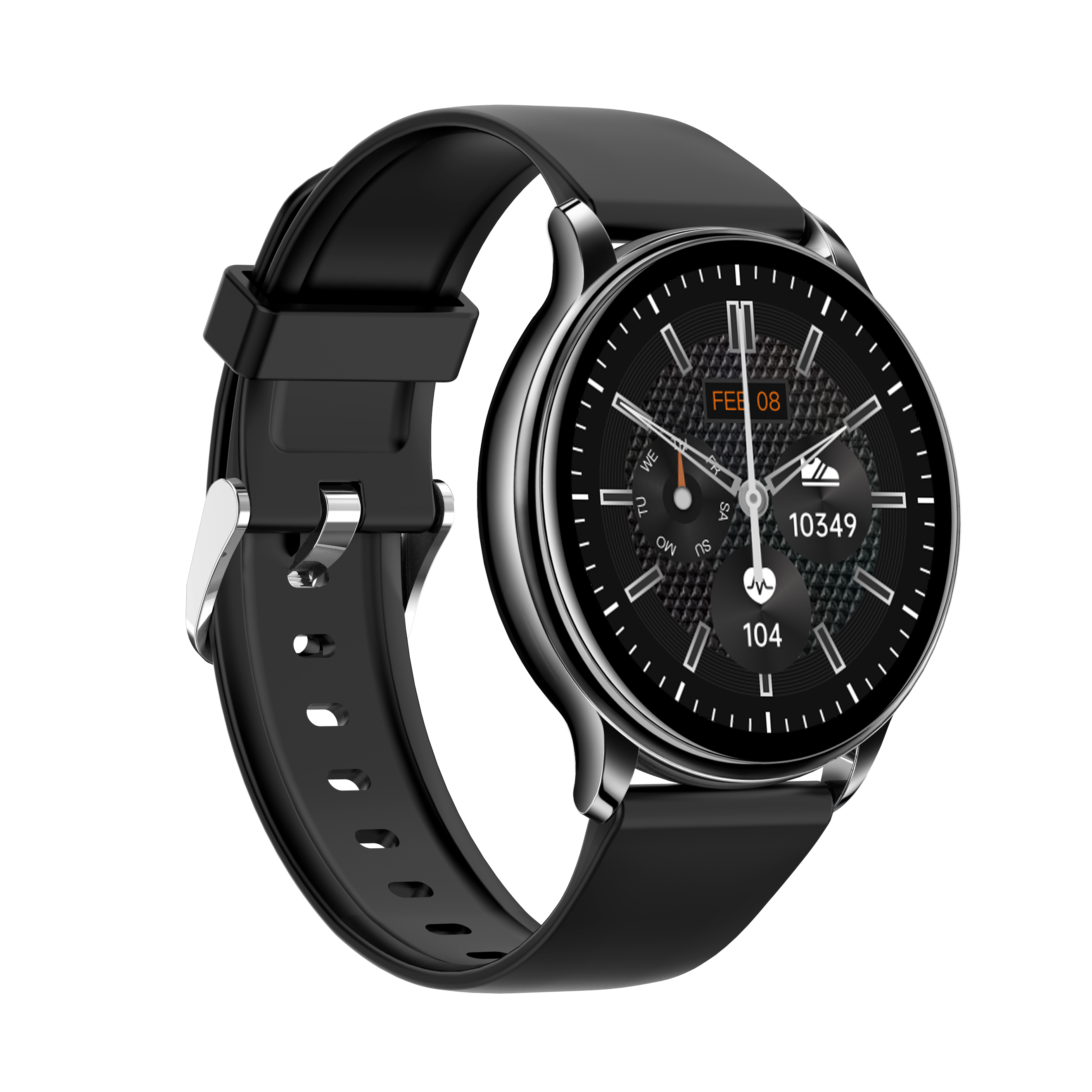 LEVOWATCH F2 Tel & Silikon Aluminium-Rand + Schwarz Smartwatch Edelstahlarmband, Temp