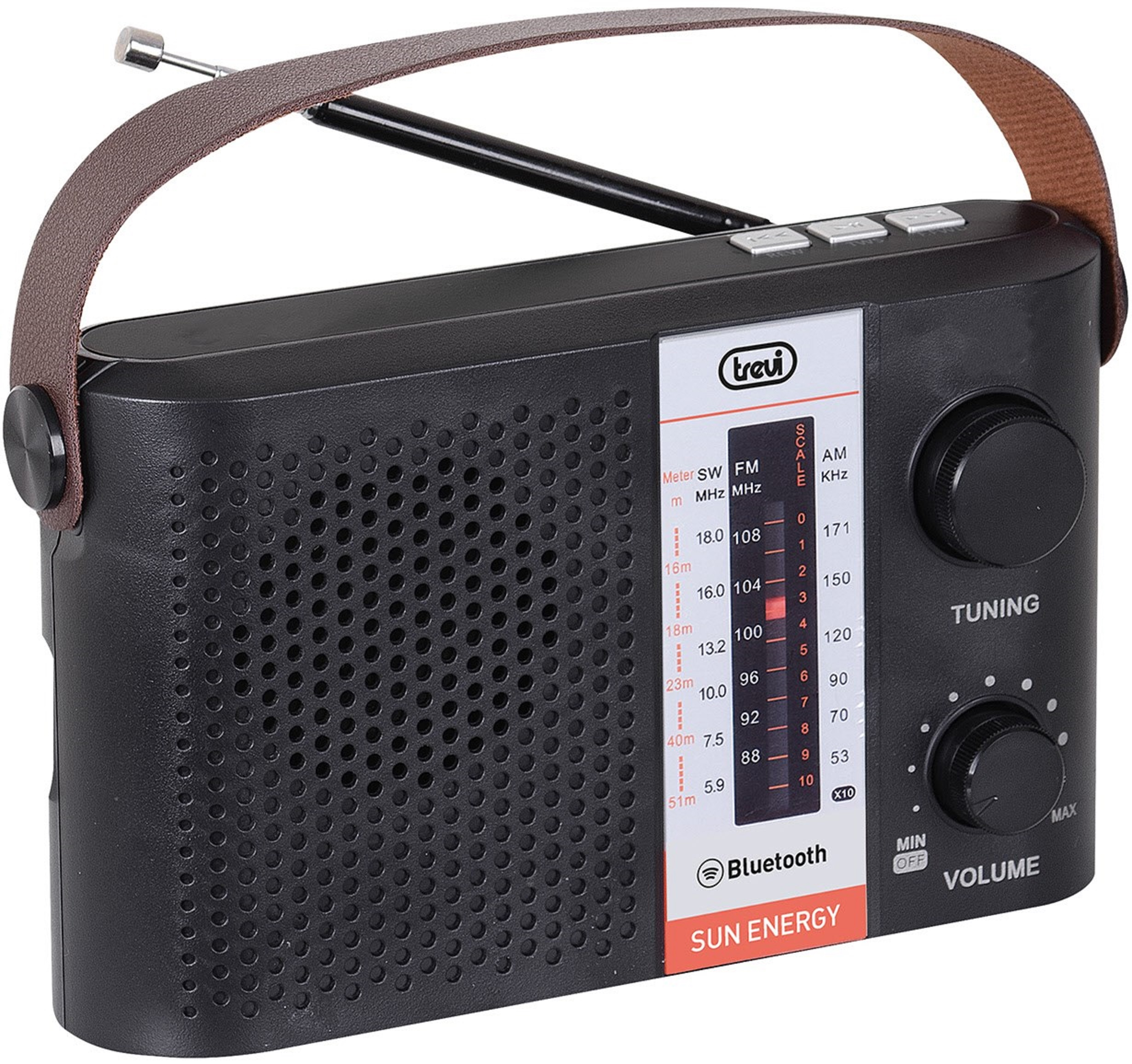 TREVI RA 7F25 BT Solarradio, schwarz FM, Bluetooth, AM, KW