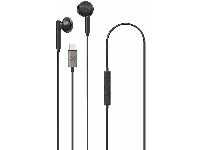 Drop Kopfhörer USB-C Schwarz, Stereo-Headset In-ear CELLY UP1100 Schwarz