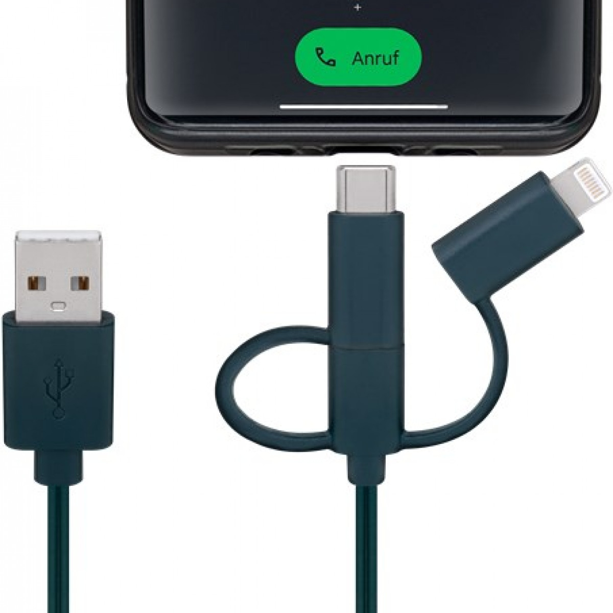 GOOBAY Smartphone-USB-Ladekabel mit Kabel LED-Leuchten USB