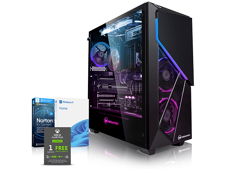 MEGAPORT Gaming PC Wolf Intel Core i7-12700F, Windows 11 Home (64 Bit), Gaming PC Core™ i7 Prozessor, 32 GB RAM, 1000 GB SSD, 0 GB HDD, NVIDIA GeForce RTX™ 4070 Ti, 12 GB