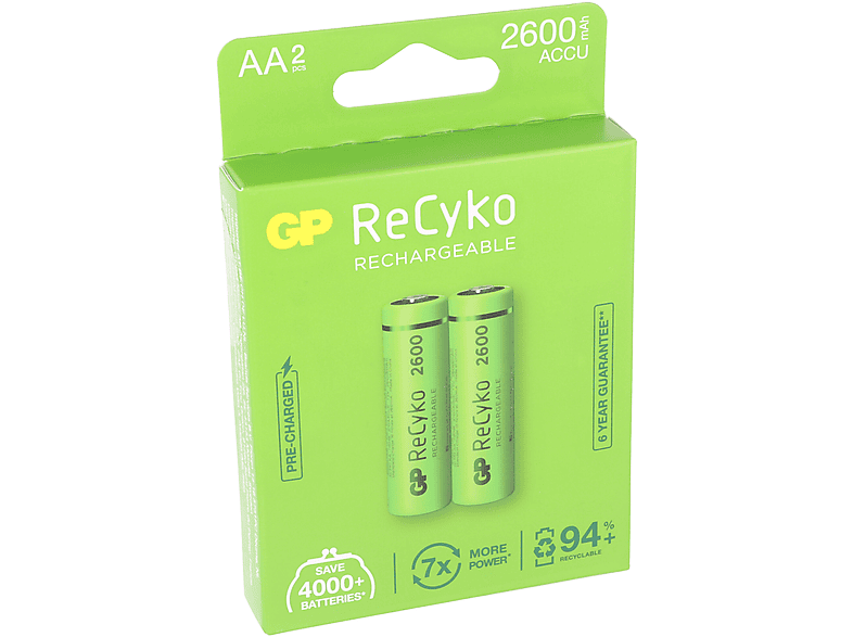 GP BATTERIES AA Akku NiMH 2600 mAh ReCyko 1,2V 2 Stück NiMH - Nickel ...
