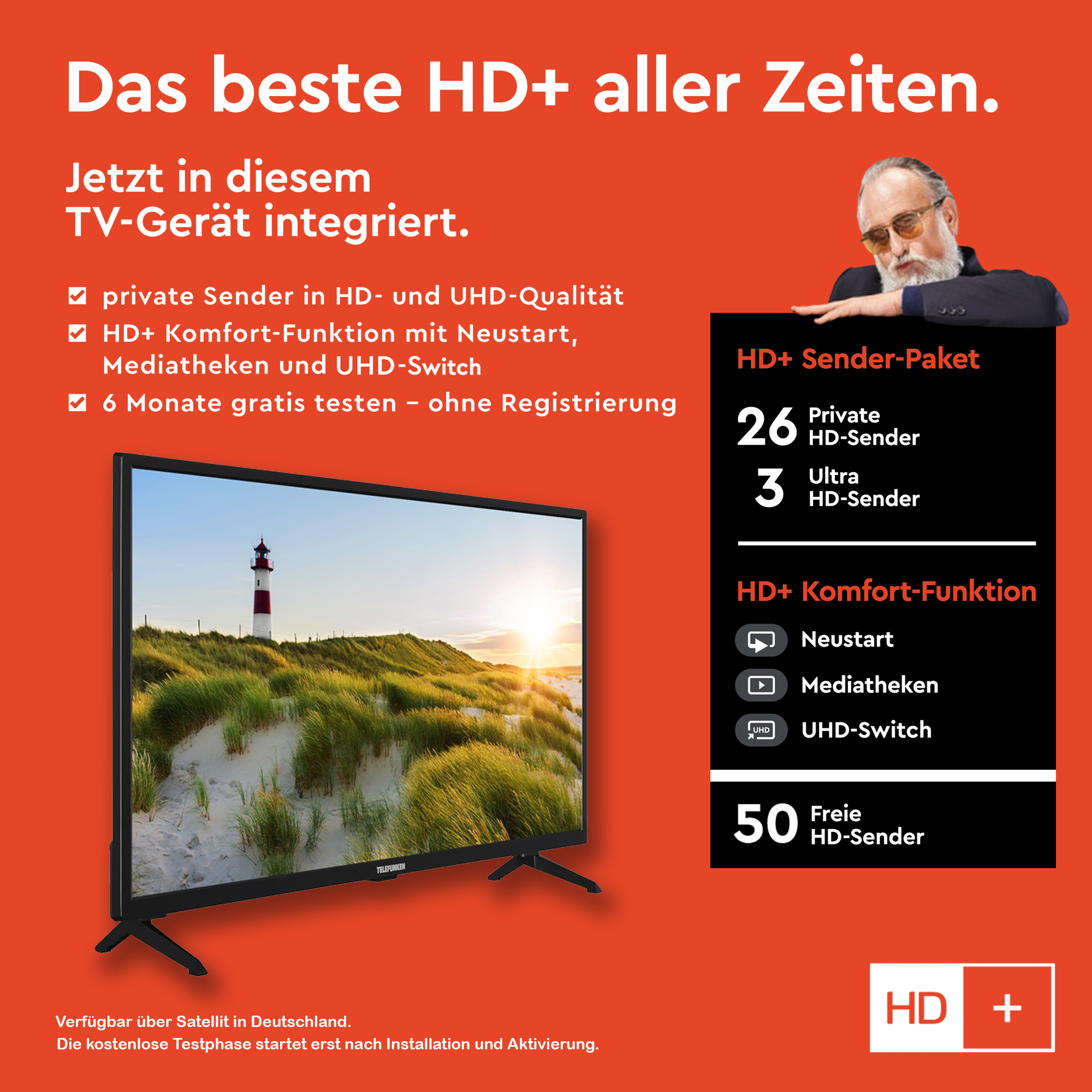 TELEFUNKEN D32H550X1CWT LED TV 80 TV) / 32 SMART Zoll (Flat, HD-ready, cm