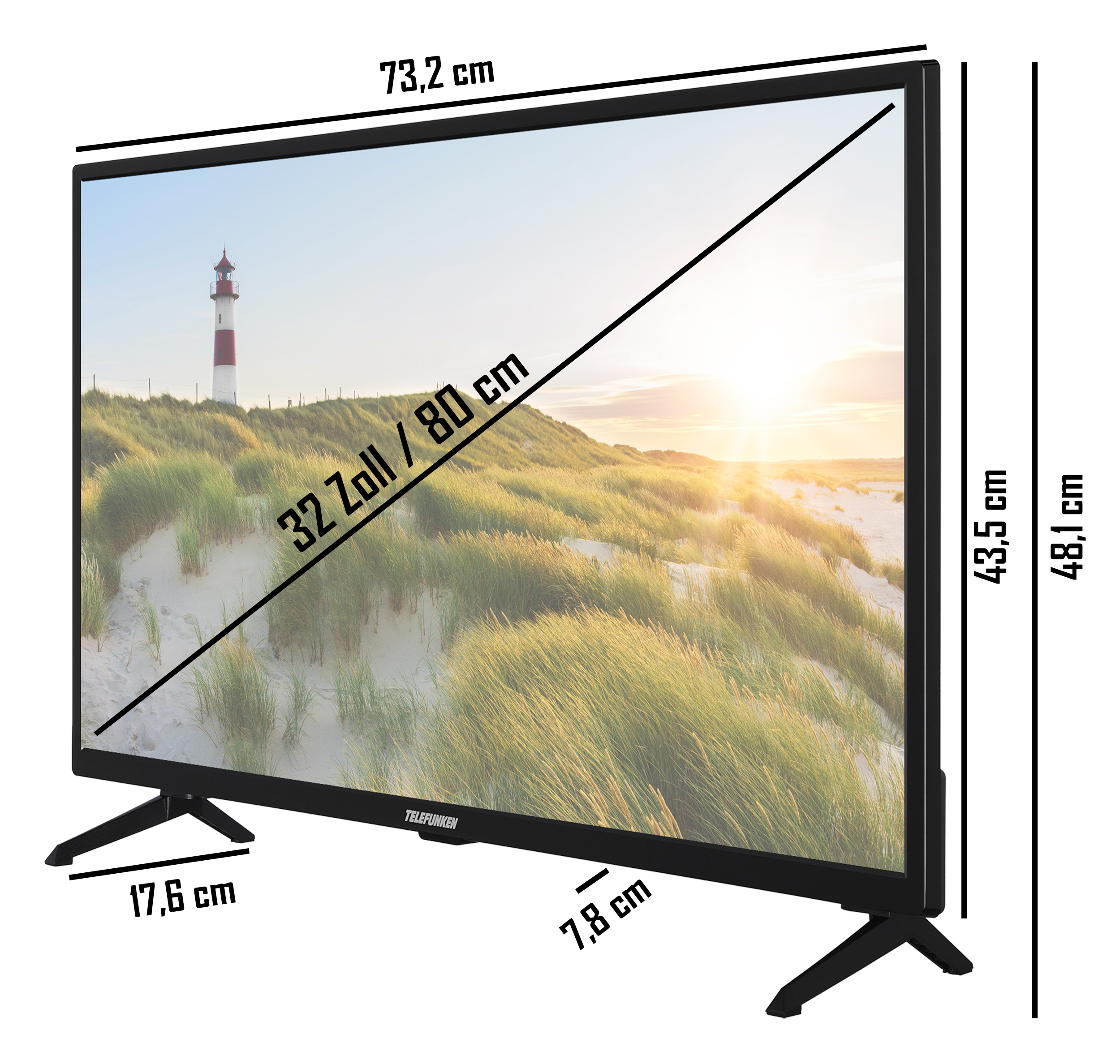TELEFUNKEN D32H550X1CWT LED TV 80 TV) / 32 SMART Zoll (Flat, HD-ready, cm