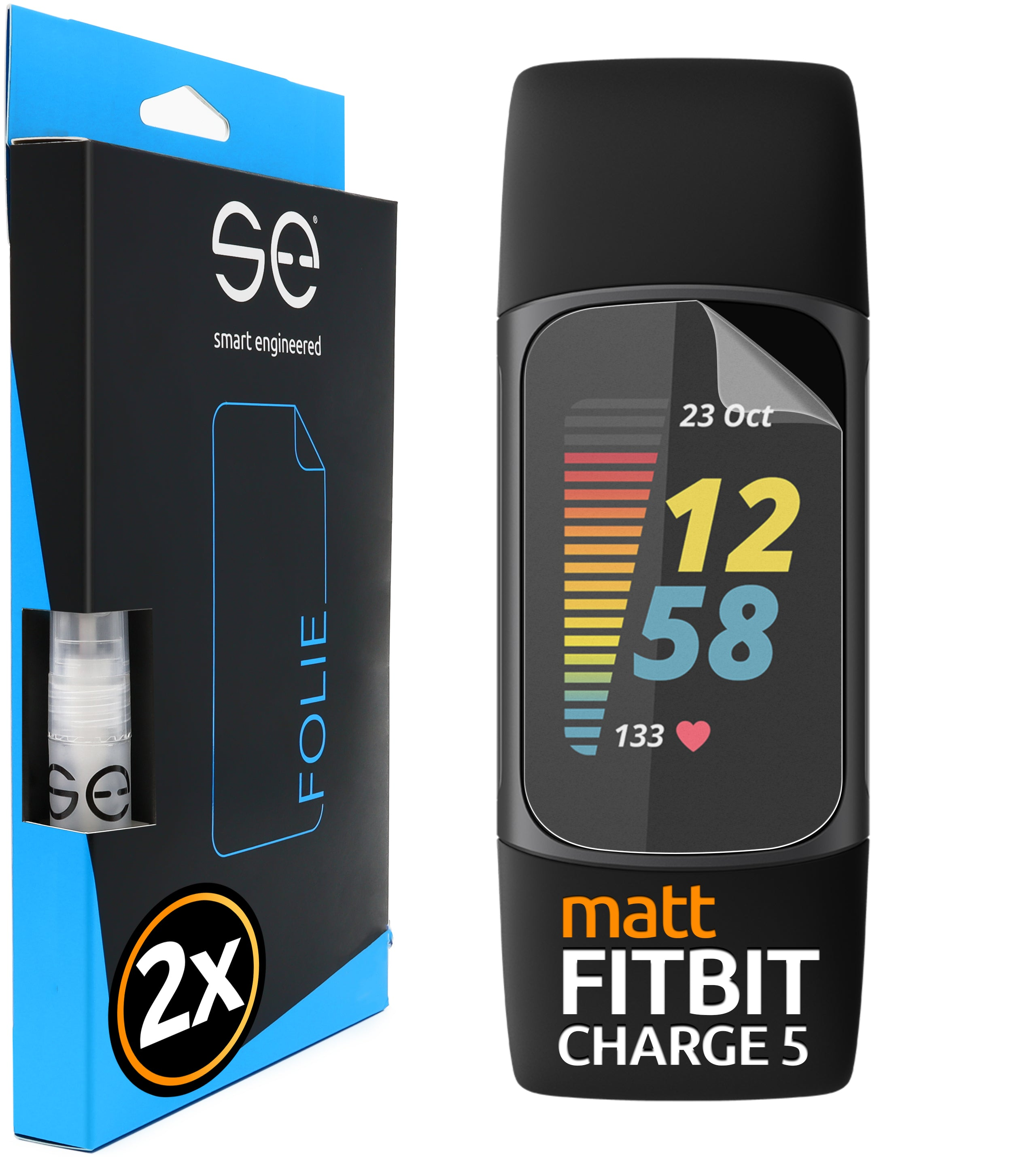 SMART ENGINEERED 2x se® (entspiegelt) Fitbit 5) Charge Schutzfolie(für