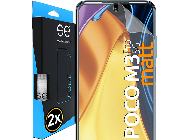 SMART ENGINEERED 2x se® (entspiegelt) Schutzfolie(für Xiaomi Poco M3 Pro 5G)