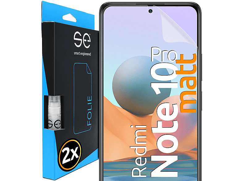 SMART ENGINEERED 2x se® (entspiegelt) Schutzfolie(für Xiaomi Redmi Note 10 Pro)