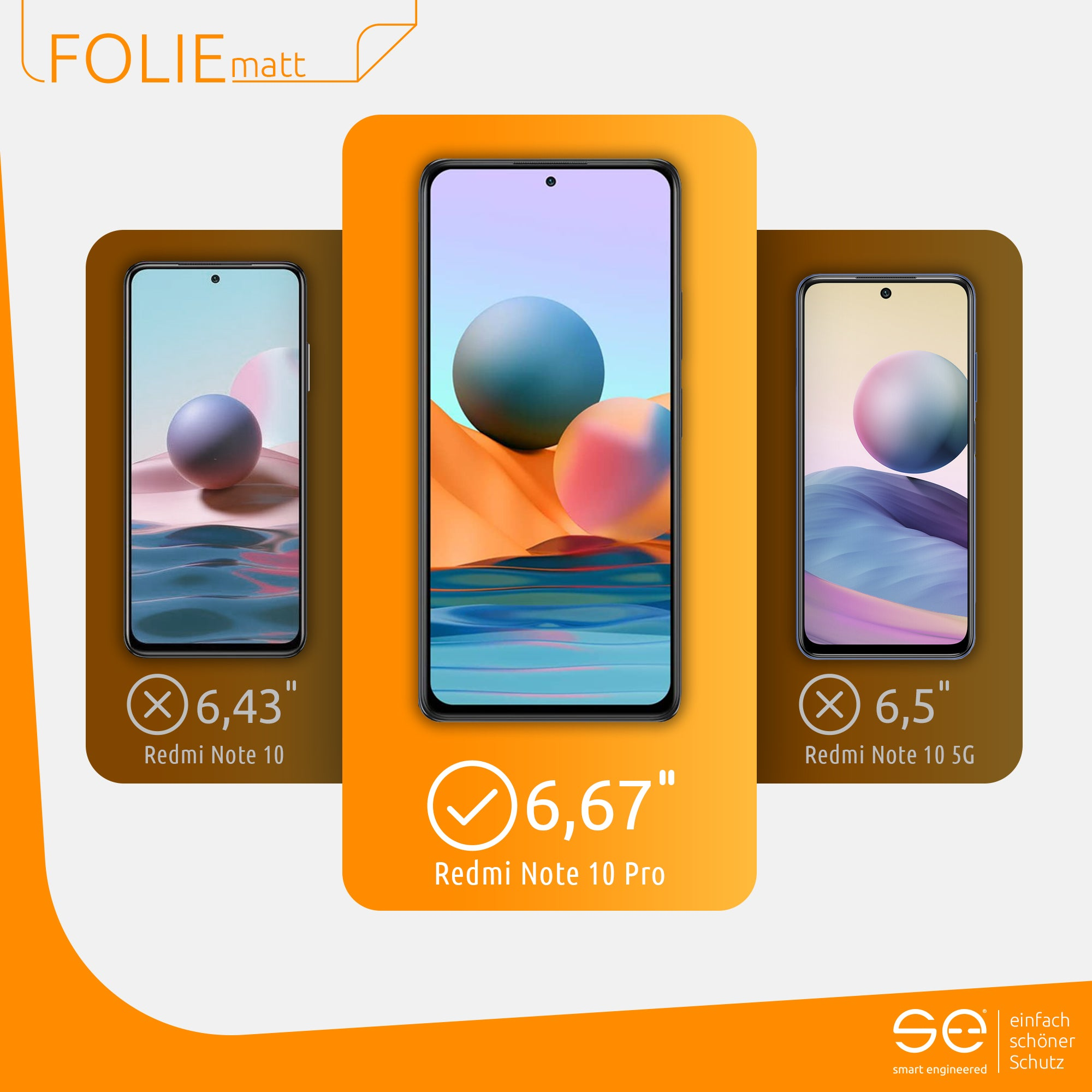 se® 2x Pro) ENGINEERED (entspiegelt) 10 Schutzfolie(für Note Xiaomi SMART Redmi