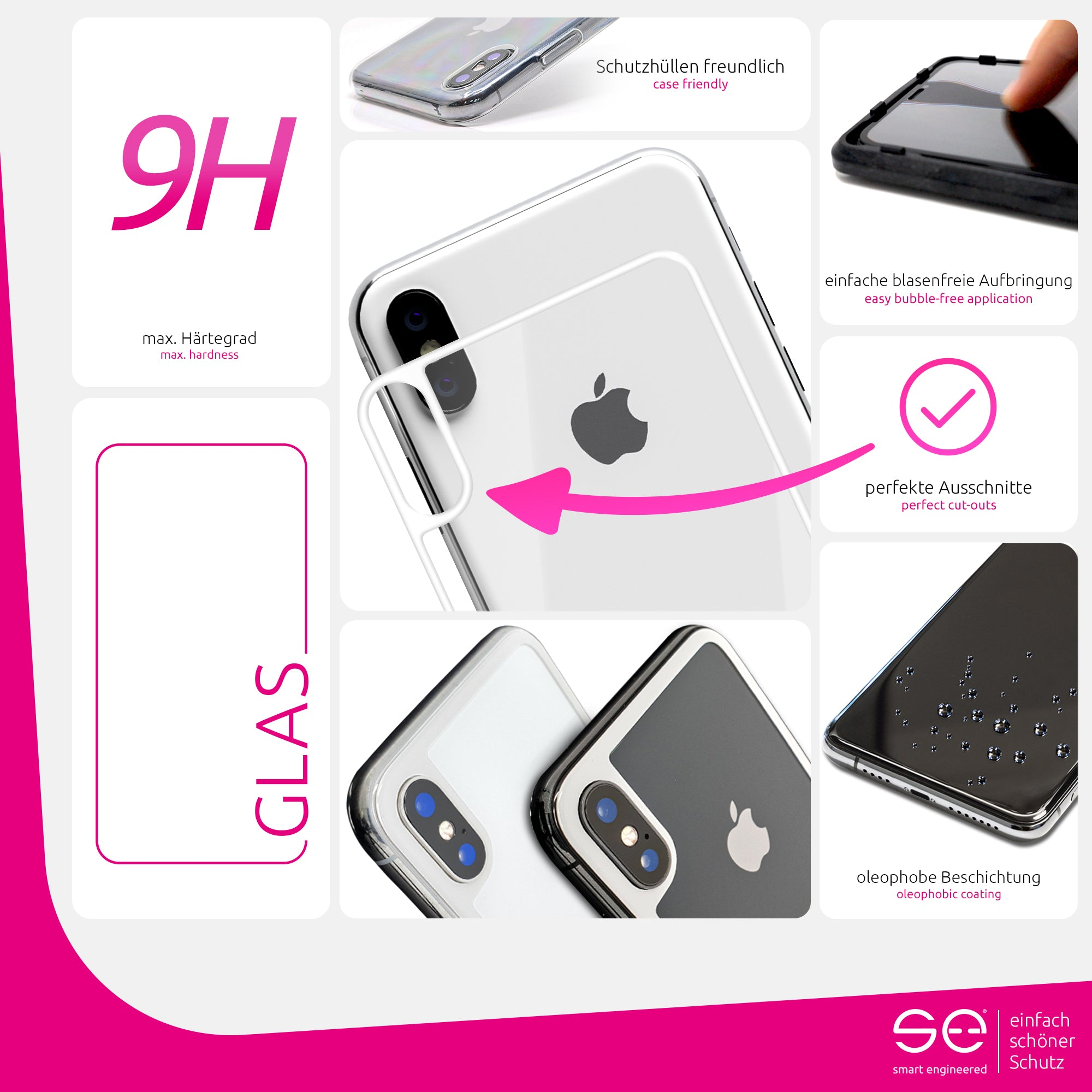 SMART ENGINEERED se® Schutzglas(für X/XS) Iphone 2x Apple