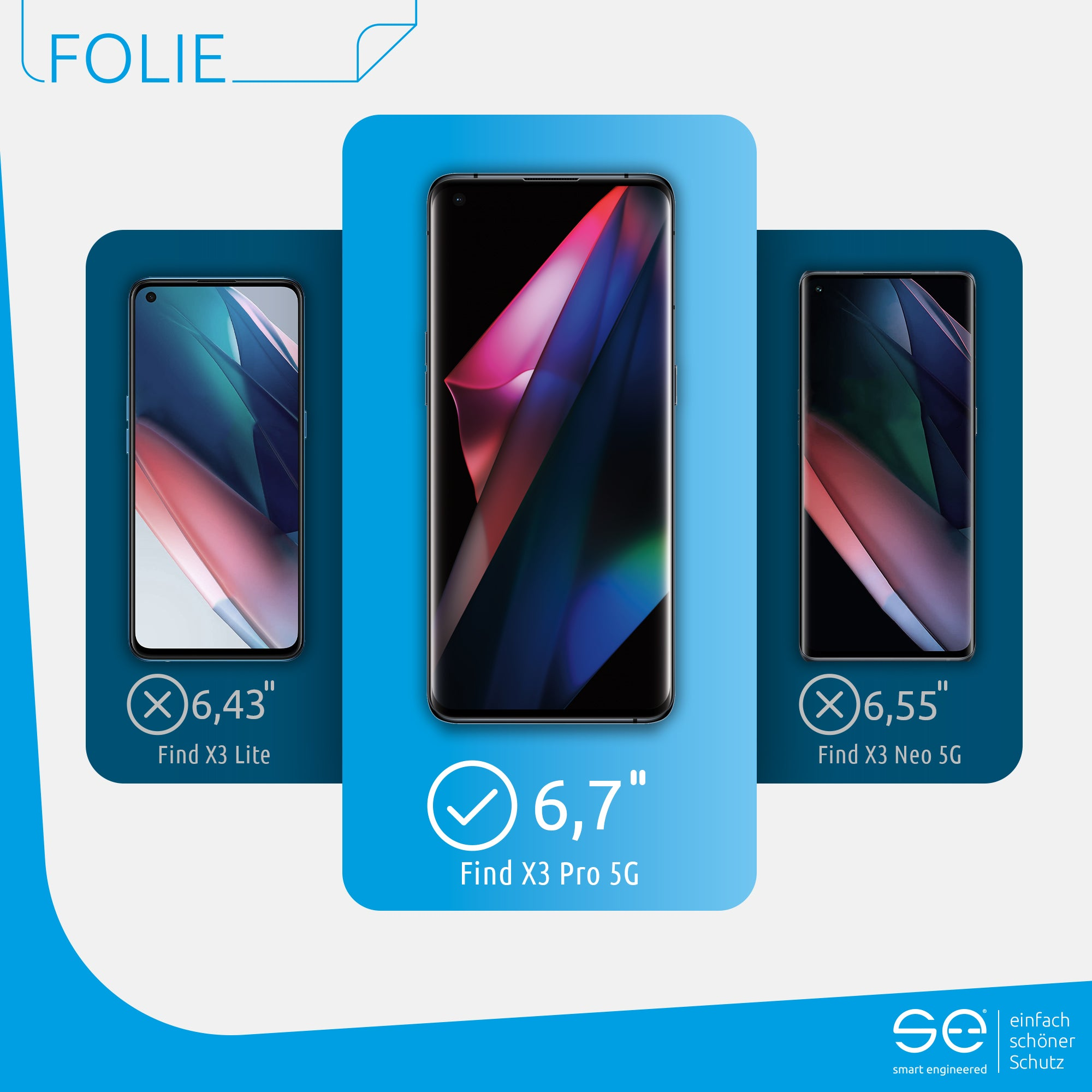 SMART ENGINEERED 2x se® Find Oppo X3 Schutzfolie(für Pro)