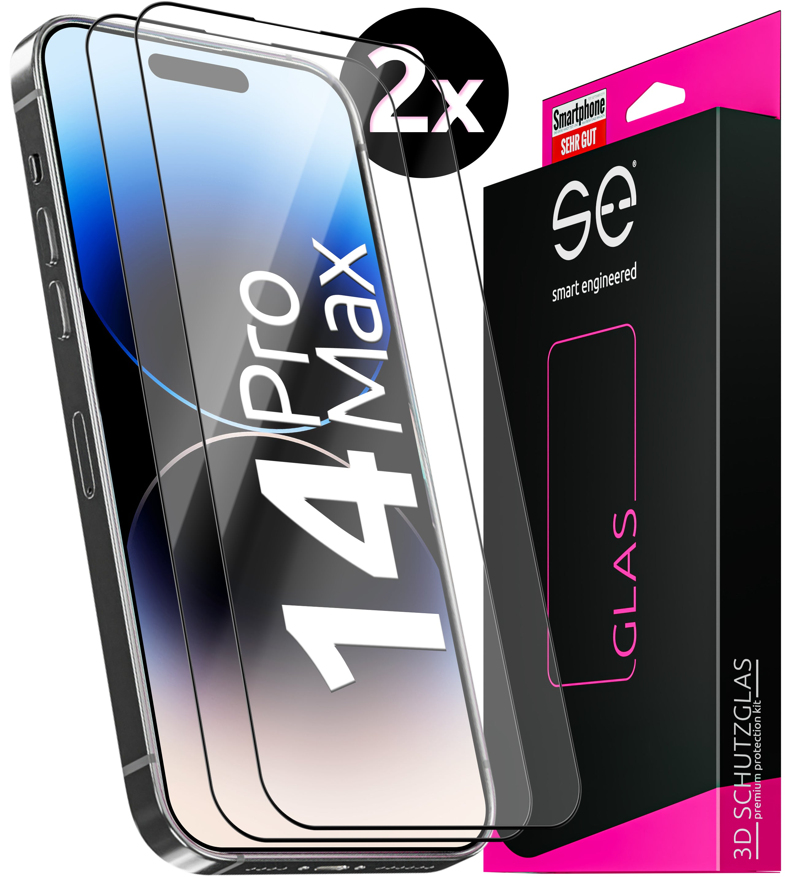 SMART ENGINEERED 2x se® 14 Schutzglas(für Pro Max) iPhone Apple