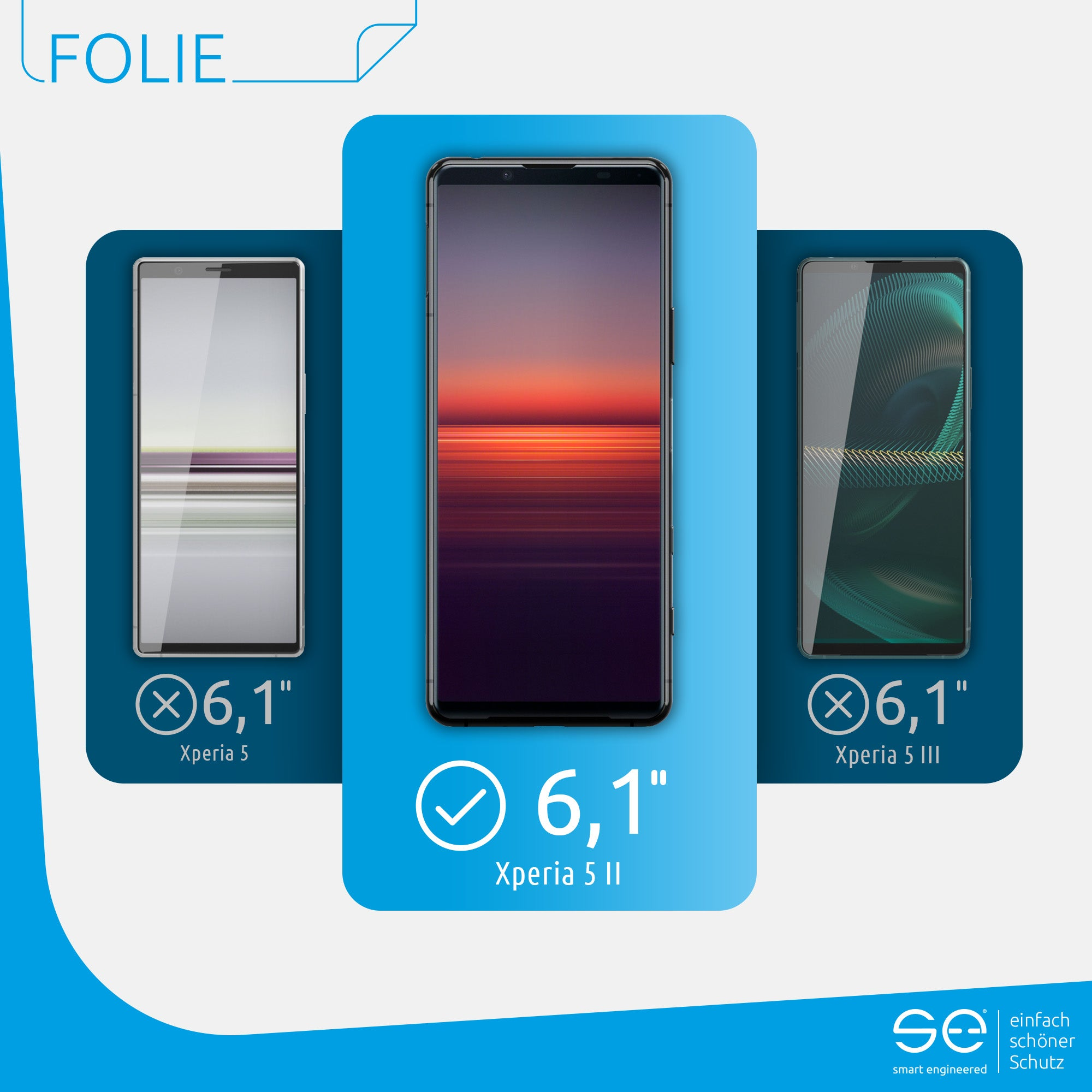 ENGINEERED se® II) 5 SMART Schutzfolie(für Xperia 2x Sony