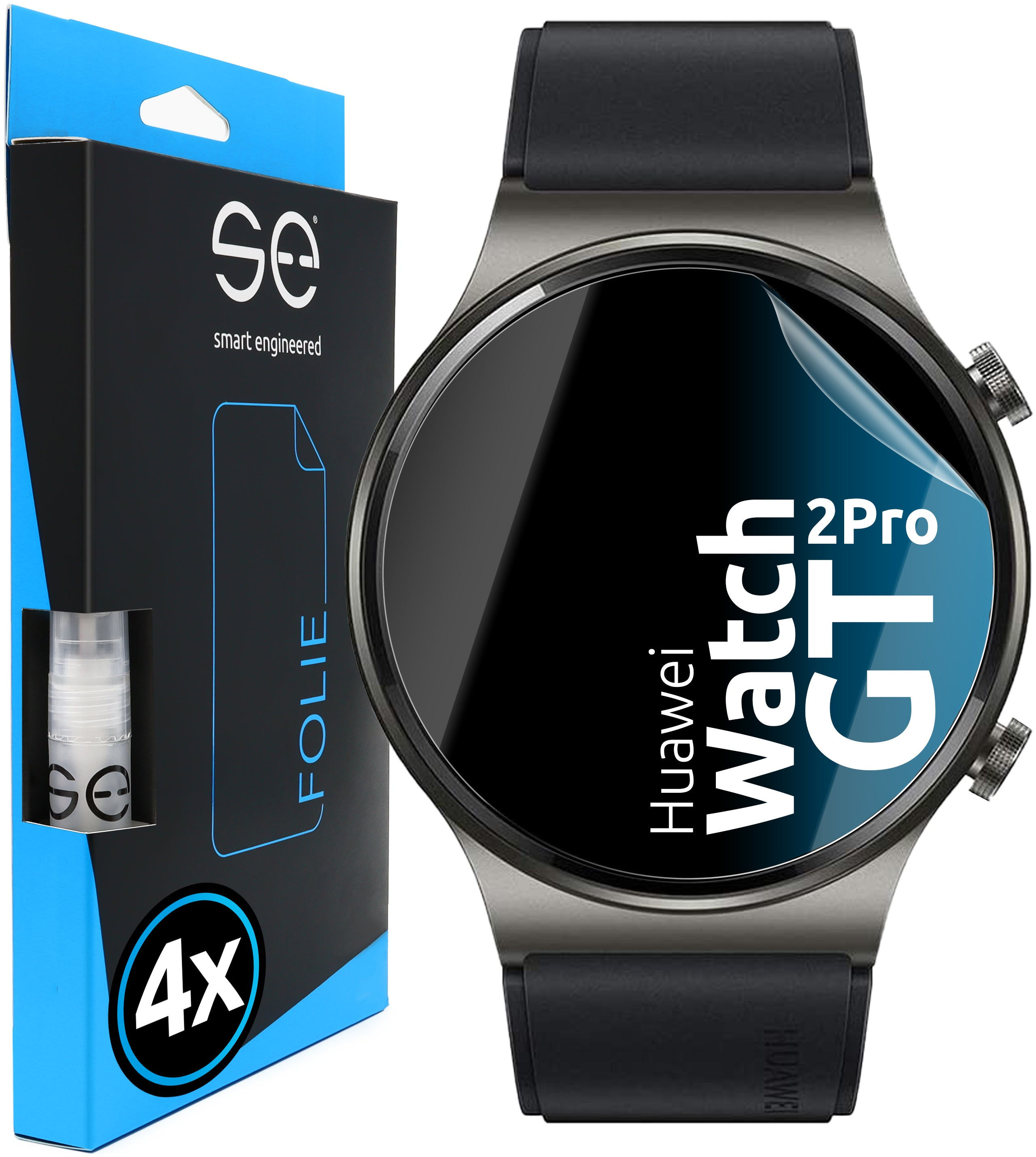 2x (46mm)) se® Watch Pro Schutzfolie(für GT 2 SMART ENGINEERED Huawei